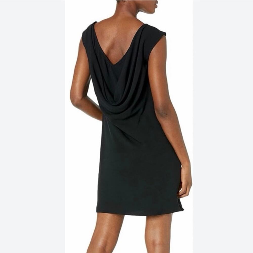 Trina Turk Horizon Cowl-Back Sheath Dress Womens 0 Black Sleeveless Cowl Back